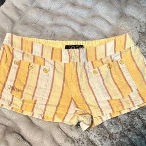 Volcom Yellow and Cream Striped Women's Shorts